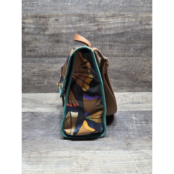 Fossil Crossbody Navy Blue Bag Colored Floral Print Coated Canvas Colorful - Picture 2 of 16